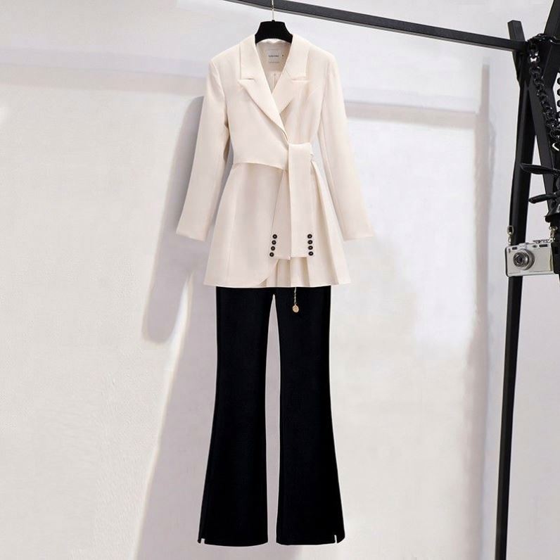 New Formal Suit Pleated Design Blazer Dress Wool Luxury Coat Casual Woven French Haute Plain Dyed Clothing
