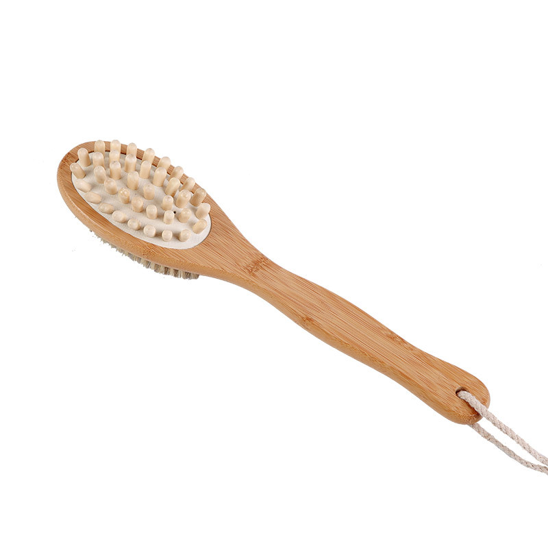 Shampoo massage brush body brush two sides bamboo bristles wash brush skin shower bath spa bubble massage