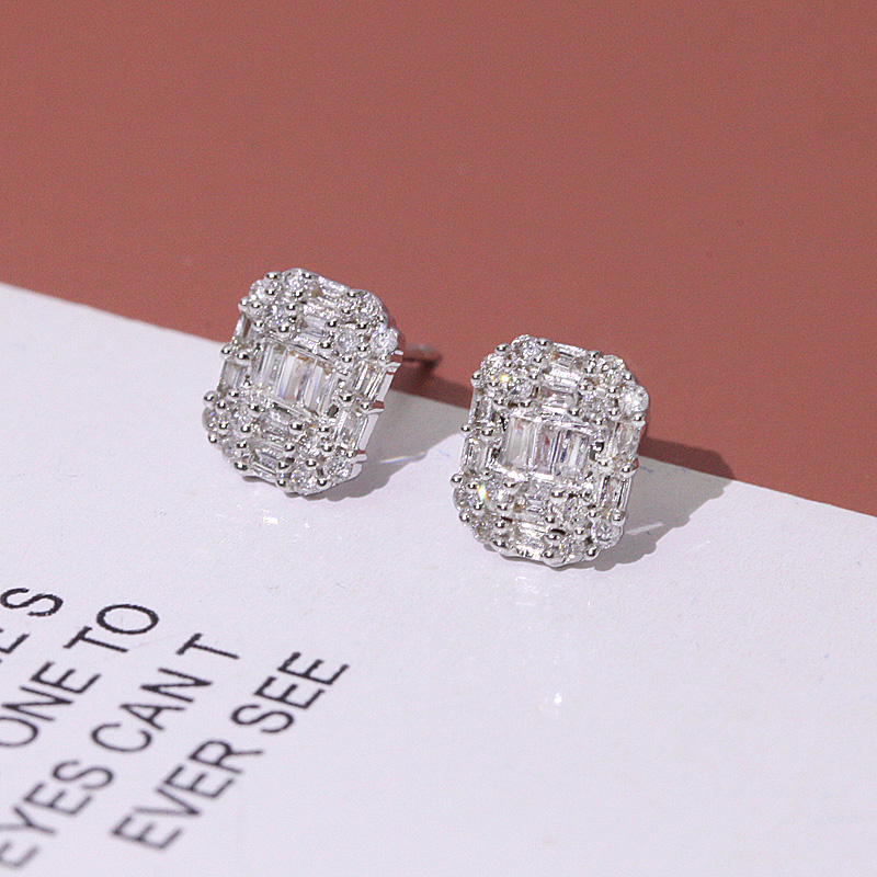 Новый стиль бриллиантовые ювелирные изделия элегантные блестящие 18k позолоченные квадратные каменные серьги