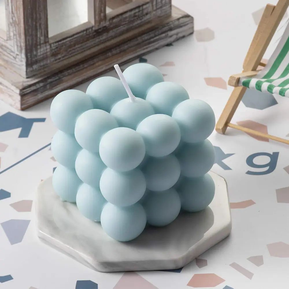 Bulk custom design scented soy wax paraffin bubble cube candles