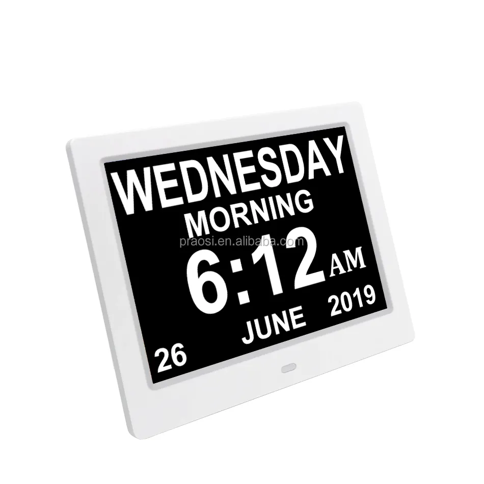 8 inch Memory Loss Alzheimer Large Display Digital Calendar Clock Dementia Day Alarm Clock