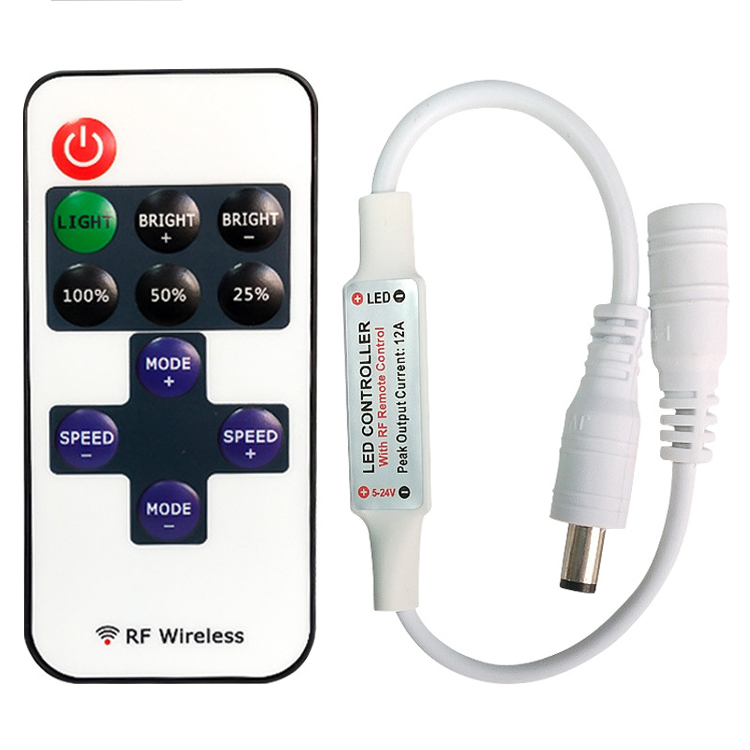 Hot sale 11key wireless strip light controller Single color Controller led dimmer led controller for led strip