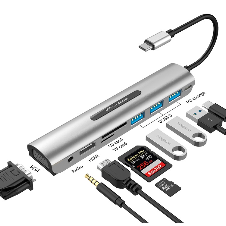 Многопортовый Кабель с разъемом типа C USB 3,1 док-станция для 3,0 адаптер 9 в 1 PD зарядки Micro SD TF Аудио HDMIs VGA Usb C концентратор USB