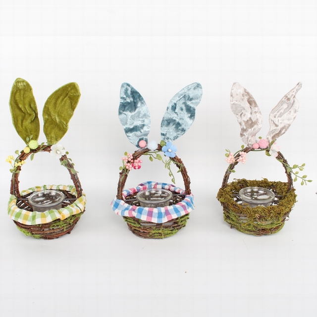 Egg basket with real twig and moss for easter