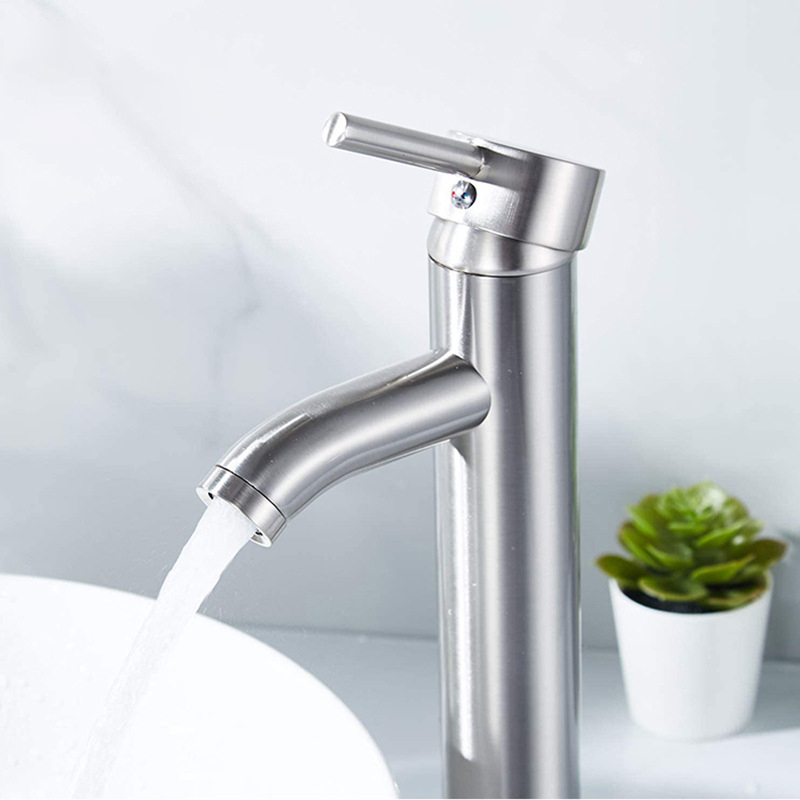 Black 304 stainless steel bathroom chrome plated hot and cold brushed nickel basin faucet