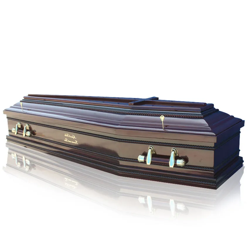 funeral equipment high gloss wooden JS-E057 western coffin