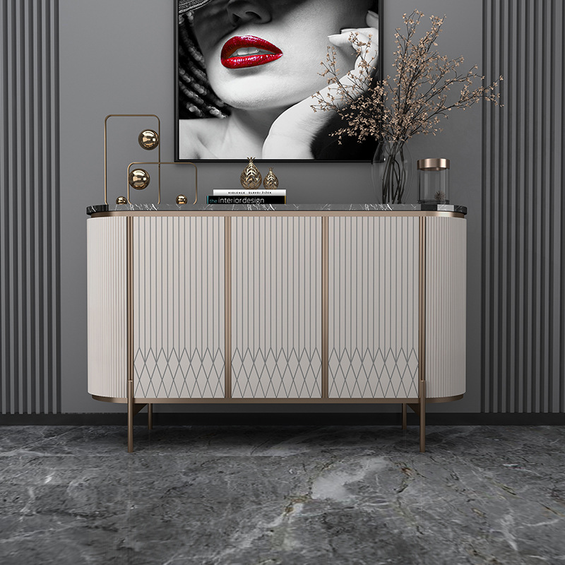 White Contemporary Luxury Marble Porch Bar Cabinets Furniture Modern With Many Drawers Legs Gold Shoe CW1032E