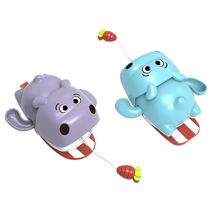 Bath Game Baby Bath Hippo Toy Pull Line And Swimming Model Cartoon 2 ASST