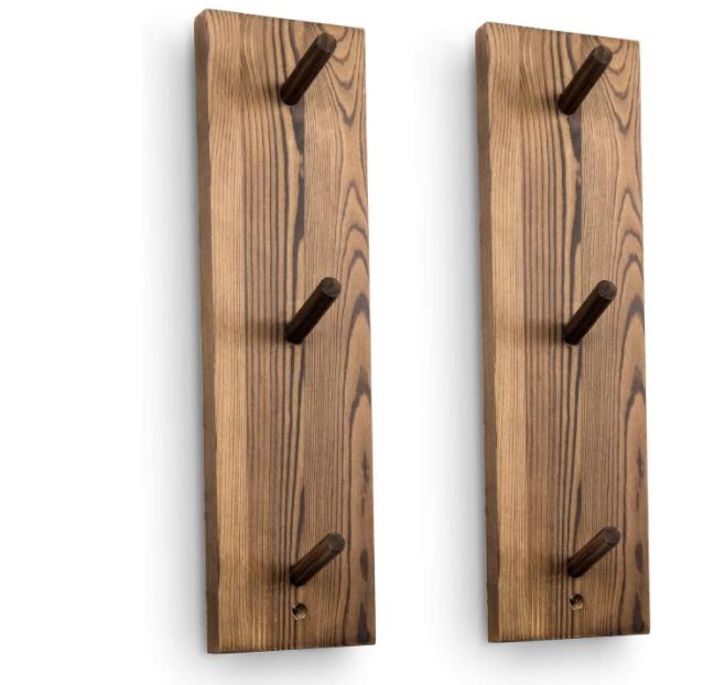 Rustic Burnt Solid Wood Mug Hanging Storage Rack