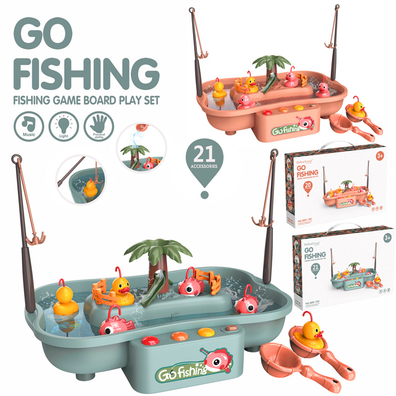 Children's Light Music Circulating Water Electric Rotating Fishing Pool Water Playing Toy Set