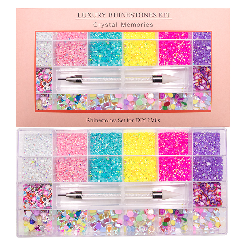2021 Amazon Hot Crystal AB Rainbow Nail Art Mix Shape Fancy Shaped In Box Flat Bottom Glass nail diamond rhinestone
