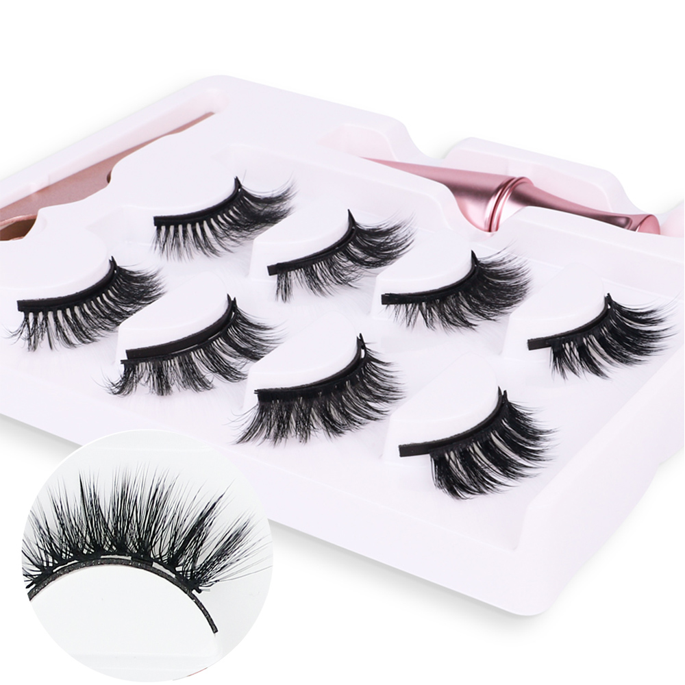 Factory 5 magnet eyelashes magnetic eyeliner 4 pairs false eyelashes with custom logo