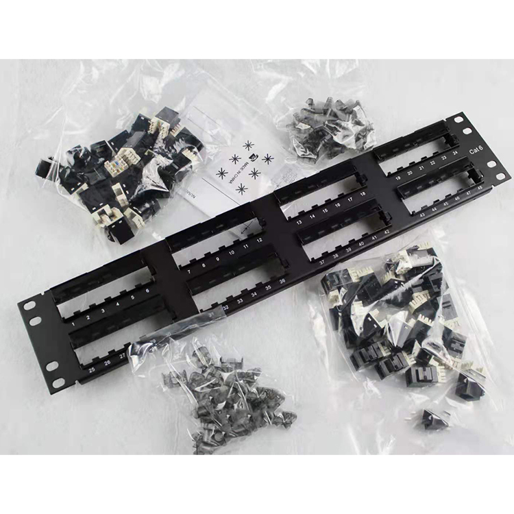 48 Port Patch panel Cat6 panel with cable management RJ45 female keystone jack