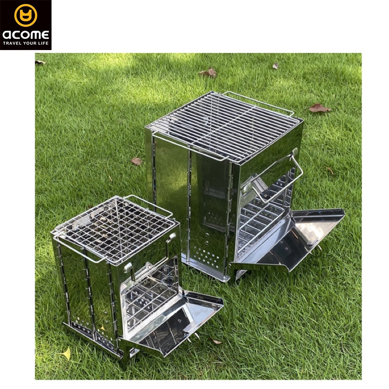 ACOME high quality lightweight portable bbq rocket wood burning charcoal outdoor camping grill tent stove