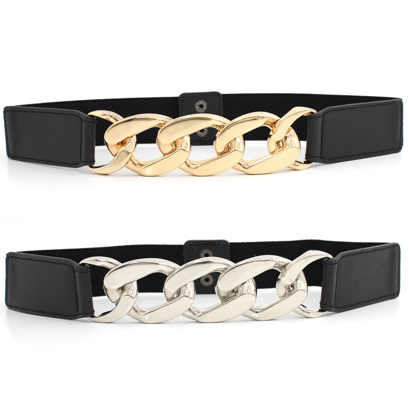 Wholesale Fashion Belt Leather Elastic Chain Belt Women Waist For Dress Waist Ladies Belt Chains
