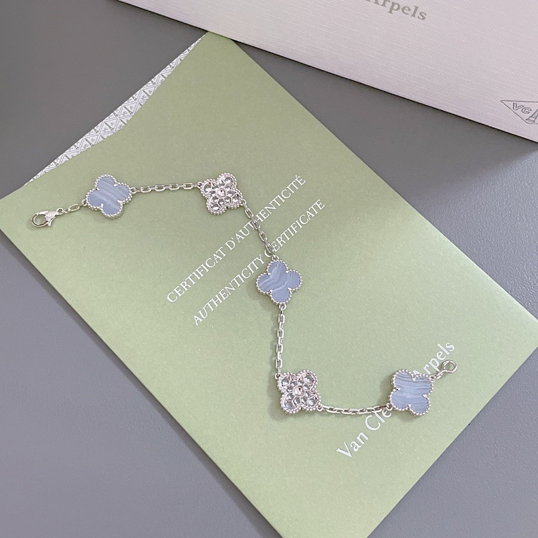 Delicate Four-leaf Clover Jewelry 925 sterling silver Diamond charm bracelet Purple Clover Jewelry collection