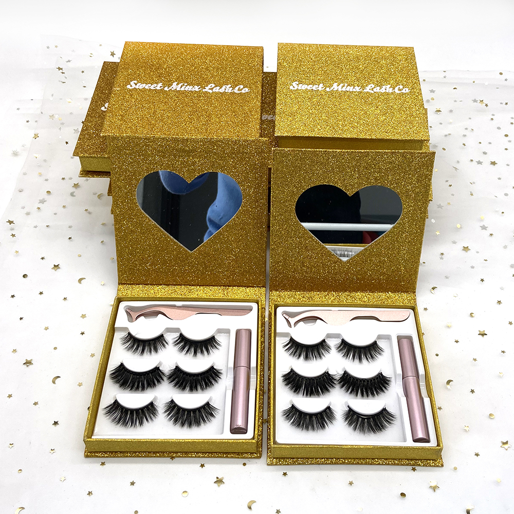 no moq wholesale cheap luxury 3 pairs magnetic lashes private label eyelashes magnetic with eyeliner