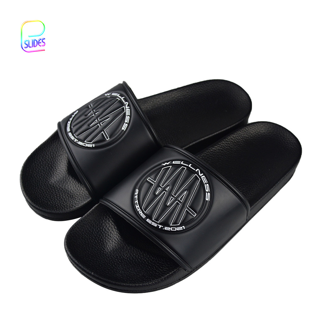 LE SLIDES Summer women flip flop beach footwear Designed Embossing Custom Logo Slide men slippers sandals