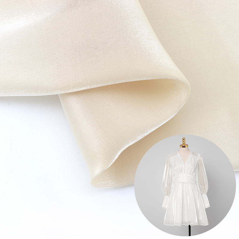 75gsm 100% polyester Smooth and shiny glazed satin organza glitter fabric for dress