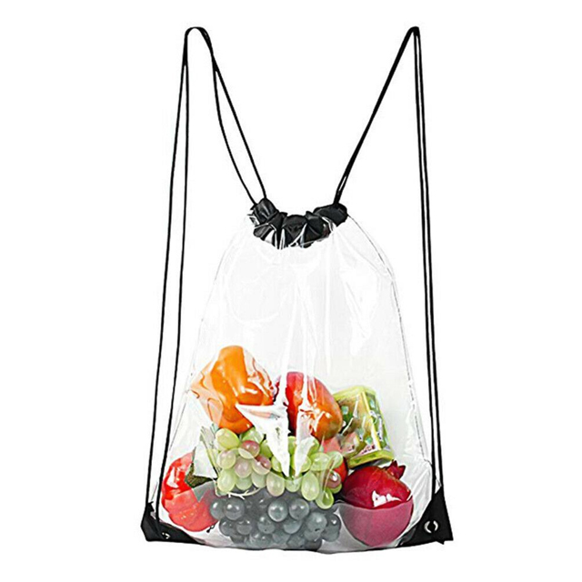 Печатный логотип рюкзак прозрачный ПВХ ясно drawstring сумка
