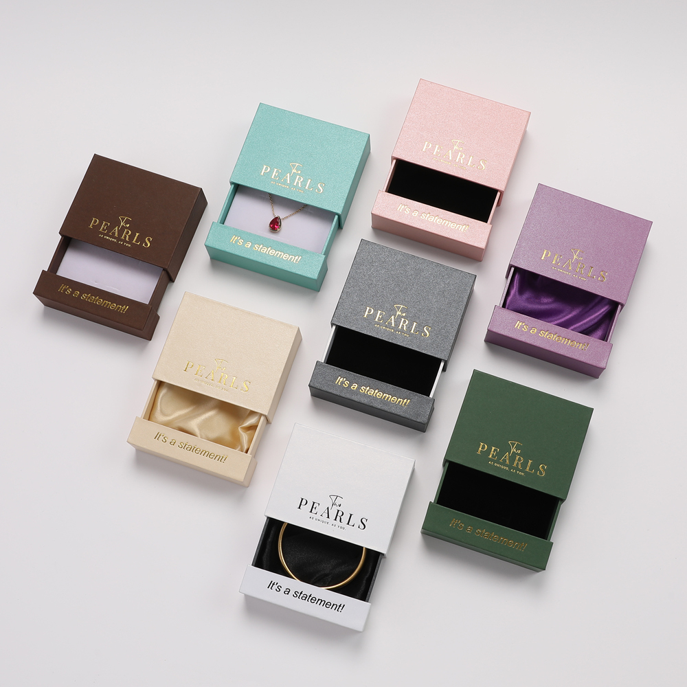 Handmade Recyclable Paper Jewelry Drawer Box Custom Logo Slide Gift Box for Earring Necklace Bracelet Ring Storage Packaging