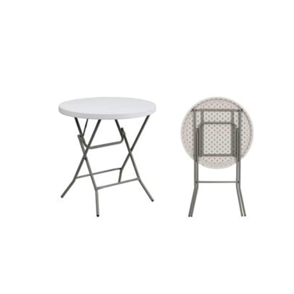 Plastic folding table round rattan pattern 80cm