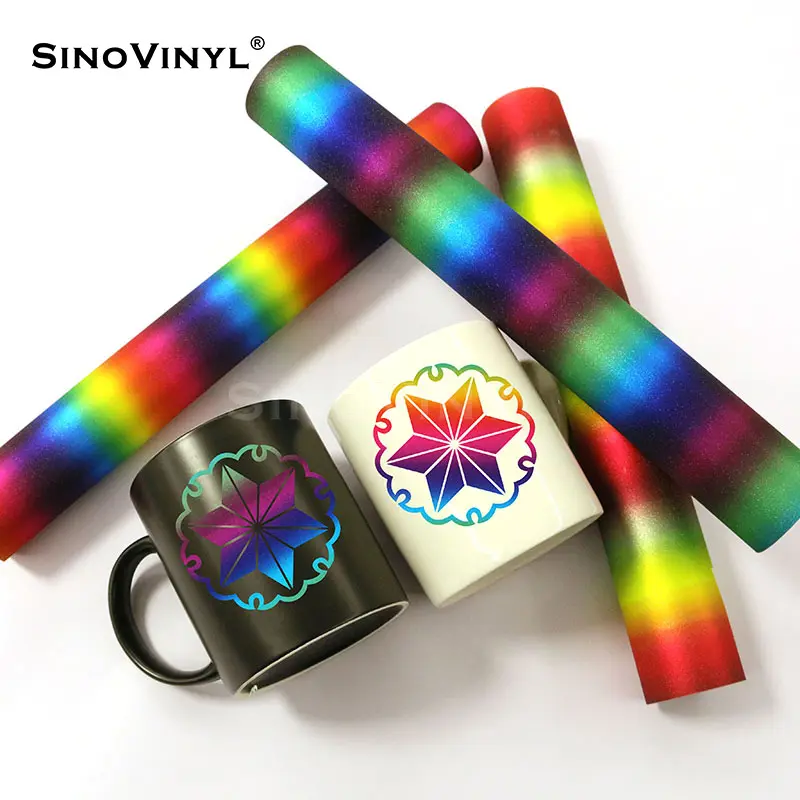 SINOVINYL Glitter Rainbow Holographic Cricut Cutting Graphic DIY Handcraft Permanent Self Adhesive Halloween Christmas Vinyl