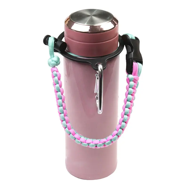 Water Bottle Carrier Paracord Handle Strap Outdoor Flask Handle Accessory Braided Strap Stainless Steel Flat Bottle Handle