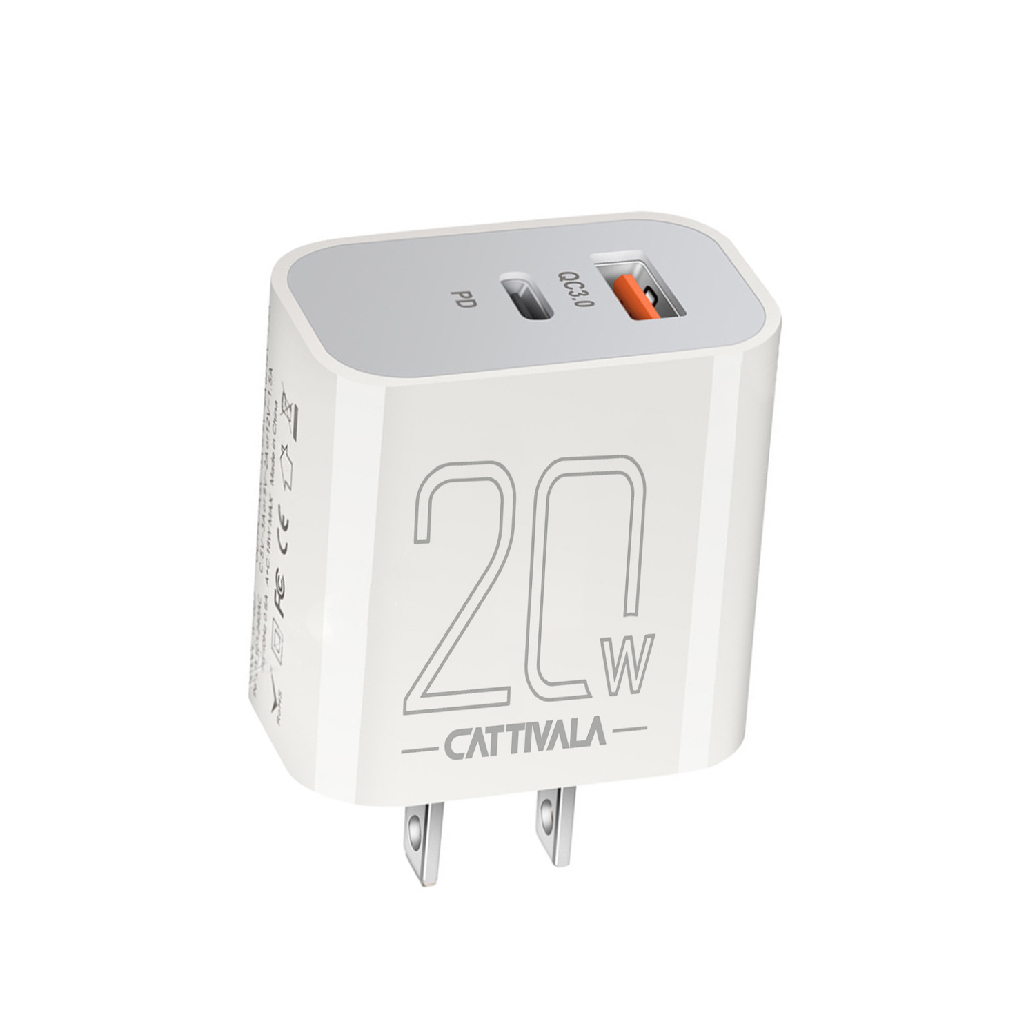 Cattivala Charger USB C Wall Charger Power 20W Fast Power Charge QC3.0 for MacBook, iPad Pro, iPhone, USB C Laptops,Tablet