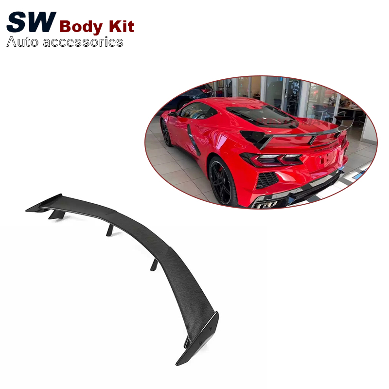 Задний спойлер из углеродного волокна для Chevrolet Corvette C8 2020 2021 Модернизированный спойлер заднего багажника