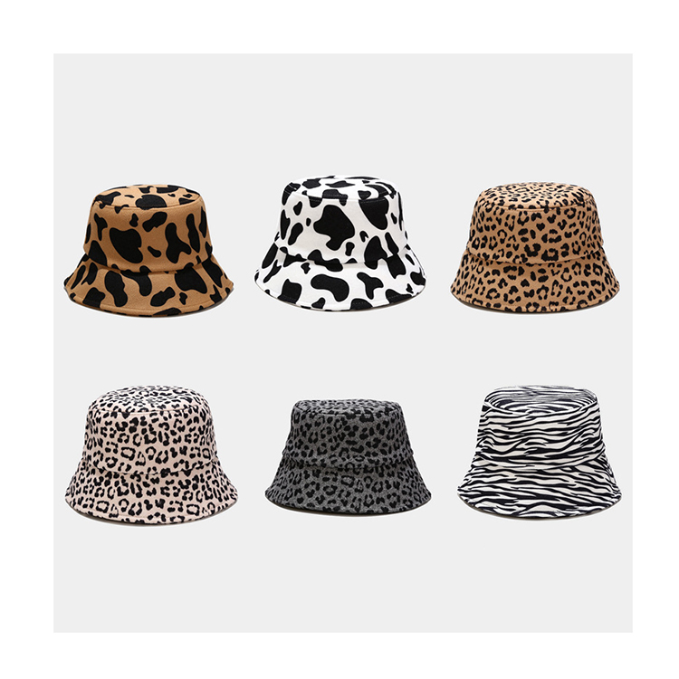Thick Woolen Fisherman Hats 2021 Fall Winter Fedoras Trendy Cow Leopard Zebra Pattern Felt Basin Hats Outdoor Travel Bucket Hats