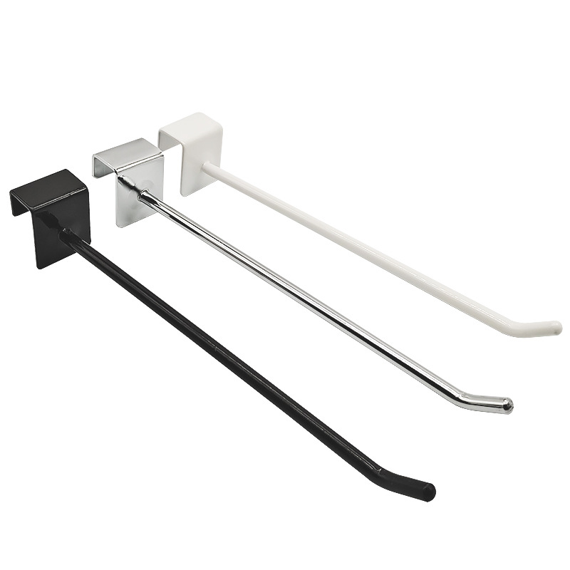Supermarket Grocery Store Display Shelf Accessories Metal Tube Bar Hanging Display Hook Black White Chrome