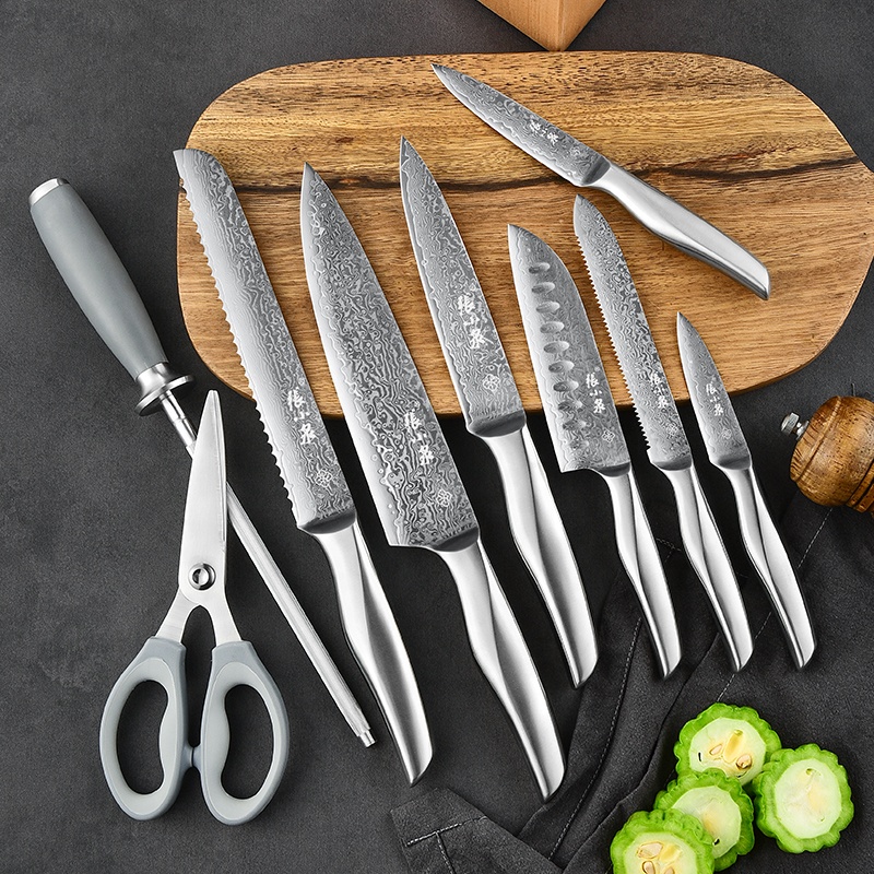 9 pcs Damascus Powder Steel High-end Damascus Kitchen Knife Set