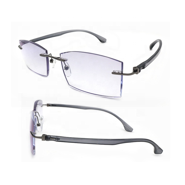 Fashion Rectangle Rimless Frameless Glasses Transparent Anti Blue Light Reading Glasses Manufacturer