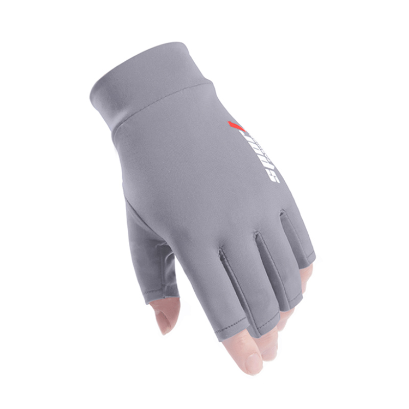 Nylon Ice Silk Fingerless Gloves Fishing Outdoor Sunscreen Breathable Stretch Glove Lightweight Cycling Bike Gloves Summer