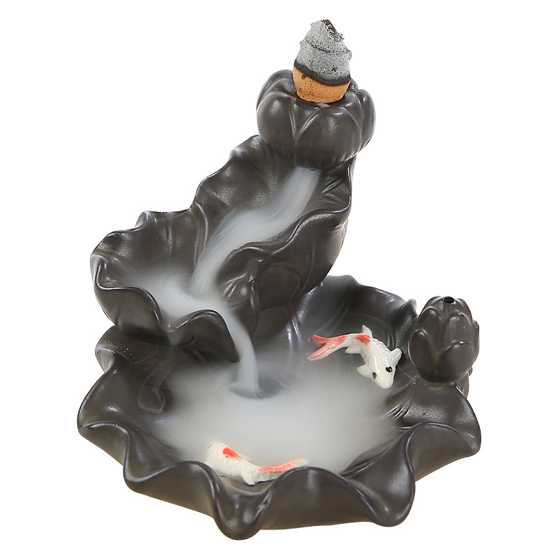 Home Decoration Waterfall Incense Holder Aromatherapy Ornament Backflow Incense Burner Ceramic