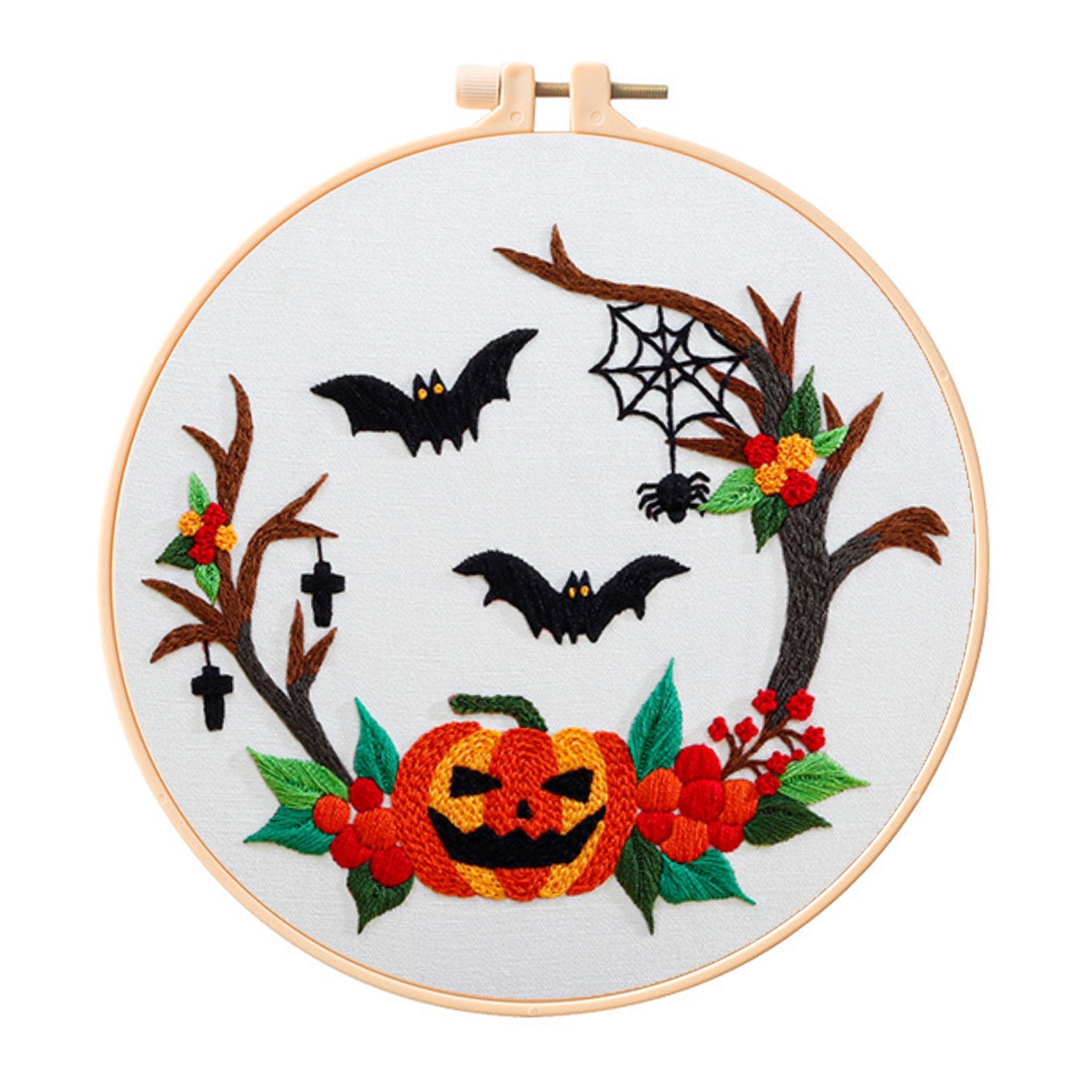 Halloween Embroidery Kit Beginners with Hoop, Thread, Needles - Full Kit, DIY Craft