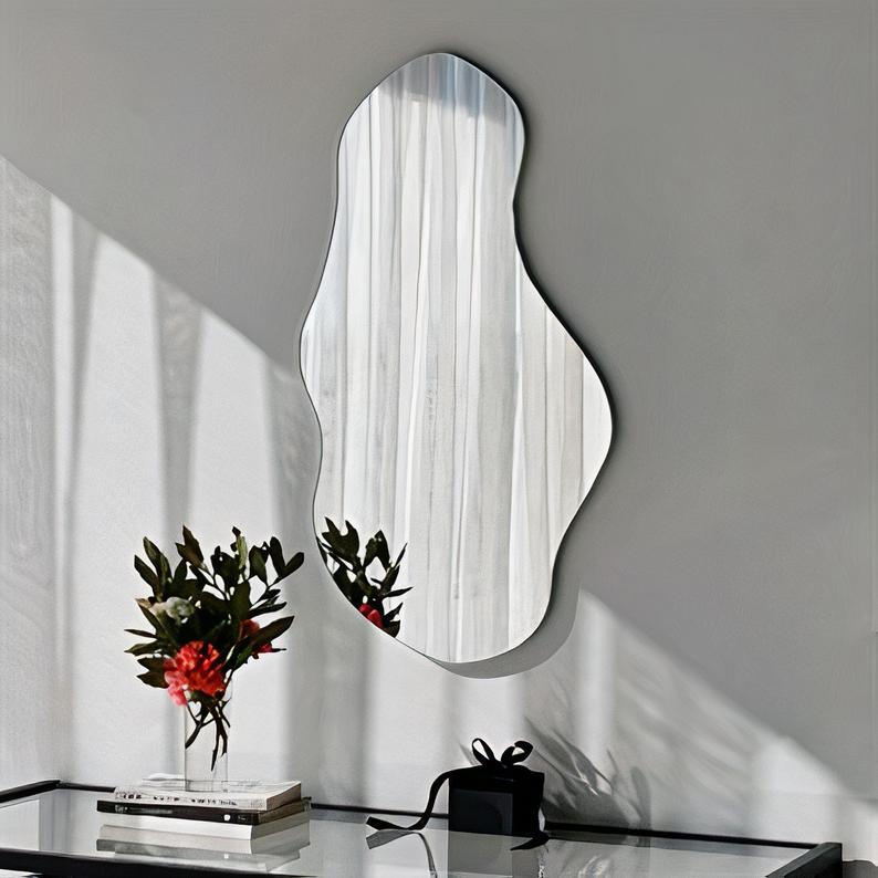 Asymmetrical accent wall hanging dressing mirror irregular home decorative mirror for living room bedroom entryway