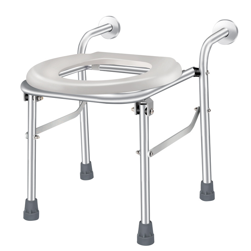 Multifunctional Extended Section Aluminum Foldable Wall Mounted Maternity Adjustable Bathroom Stool Toilet Chair