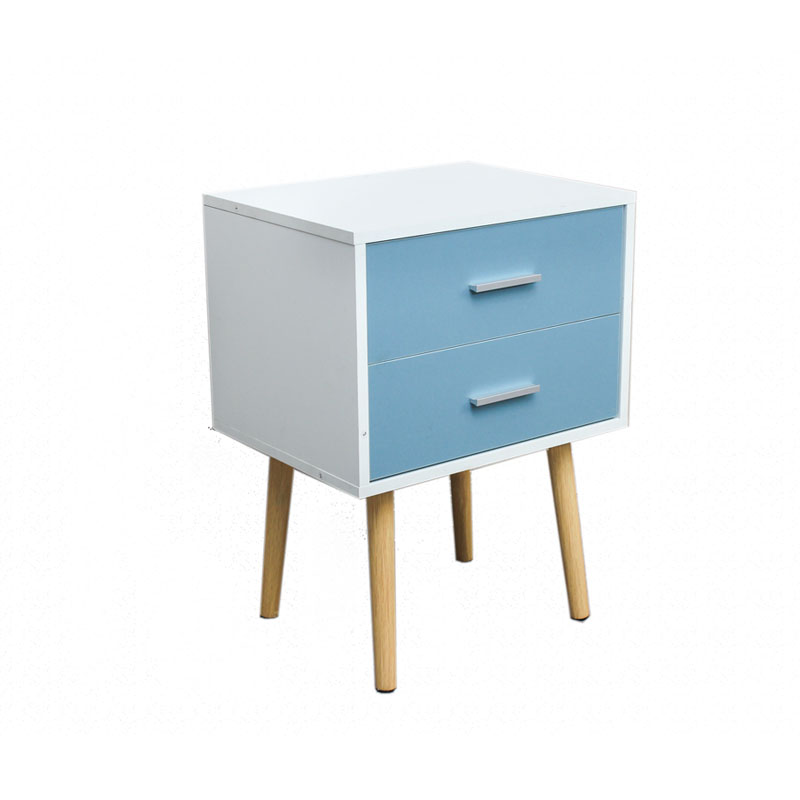 Factory Price Blue Bedside Cabinets Modern Small Nightstands With 2 Drawer