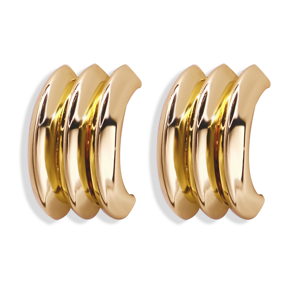 5060 Sterling Silver Plain Minimalist Gold Plated Chunky Claw Ear Cuff Earring