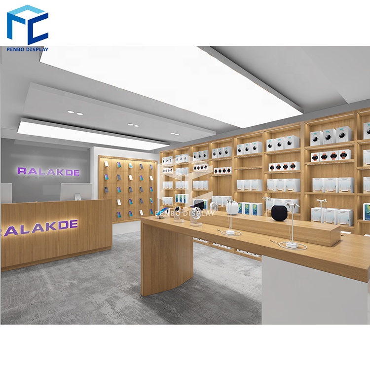 Retail Store Design Mobile Phone Wooden Display Cabinet Cell Phone Shop Counter Design Store Counter For Mobile Shop