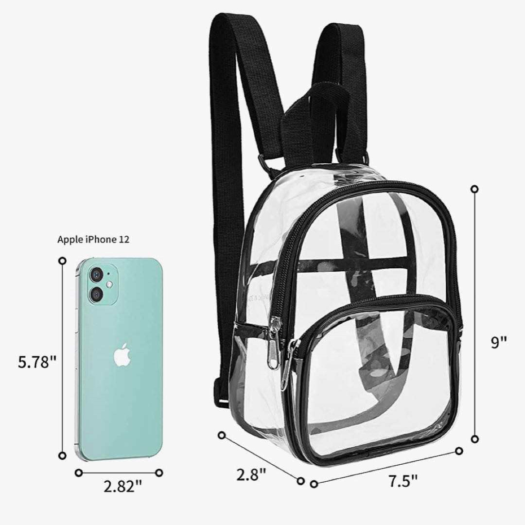 Clear Mini Backpack Stadium Approved Water proof Transparent Backpack for Work Security Travel Concert & Sport Event