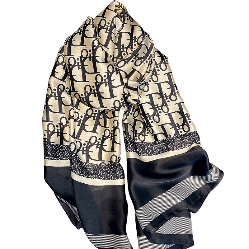 2021 Other Scarves New Fashion Accessories Korean Style Lightweight fabric Famous Brand D letter Polyester silk scarf for Women