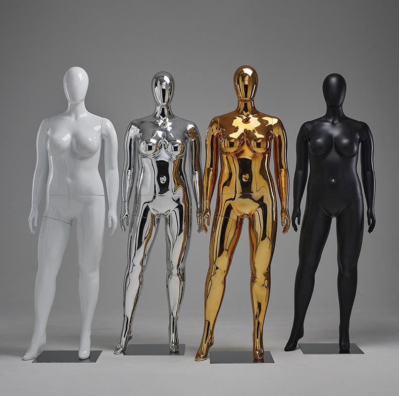 Plus Size Mannequin Female Gold Egg Head Multicolor Electroplated Shine Big Breast Female Mannequins