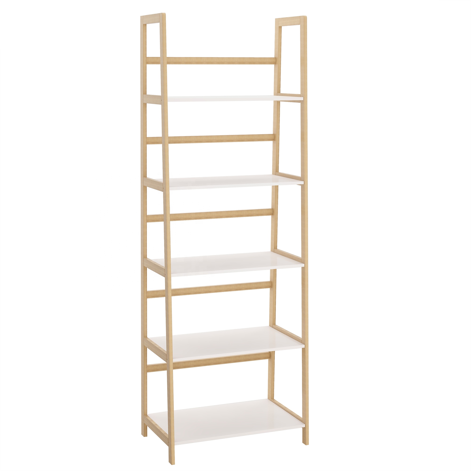 Modern Multifunctional Solid Bamboo wood 5 tires book shelf