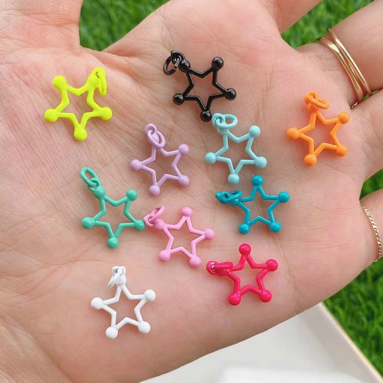 High Quality Enamel Luxury Stars Brass Copper Pendant Star Shaped Colorful Women CharmsJewelry