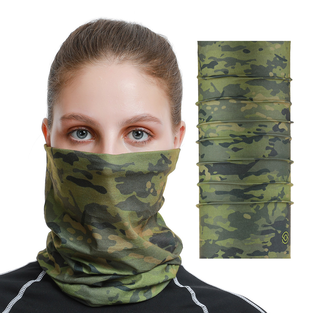 Camo magic sports outdoor seamless tube neck gaiter 100% polyester face cover Bandana headwear