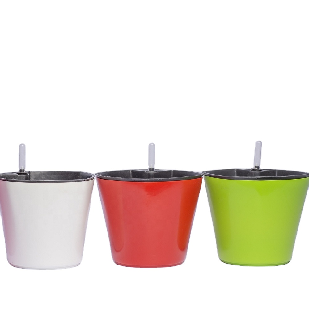 With Water Level Indicator Pack of 3 Decorative Planter Flower Pot Self Watering Plastic - Matte, Modern 5.5 Inch Nursery Pots