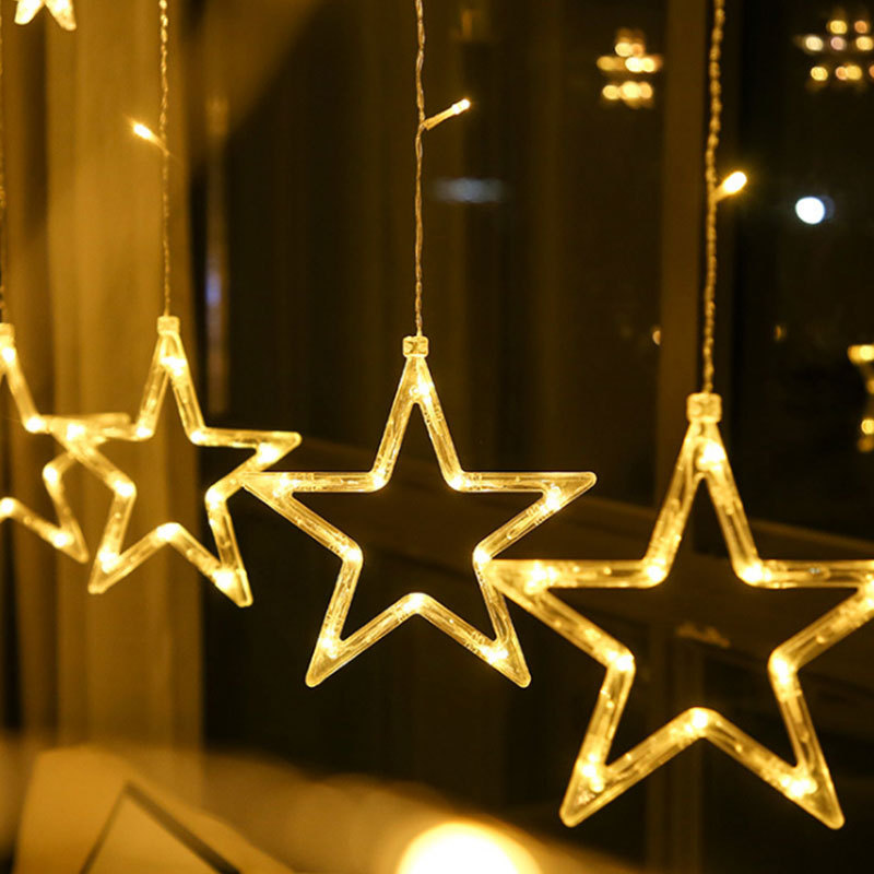 Factory wholesale Colorful holiday LED Star Lights Curtain Light String for Ramadan Outdoor Decoration